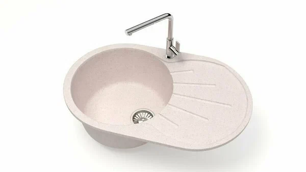Мойка из искусств камня GLANZ Касандра J110 G33 бежевая мат 730х450х210мм б/сифона