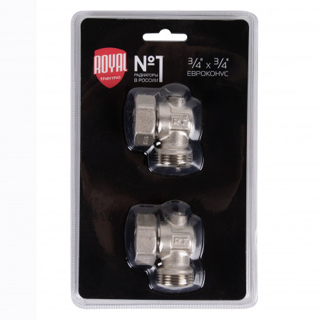 Набор ниж/подкл угл раздельный Royal Thermo 3/4"НГ ЕК х 3/4"Н ЕК никель