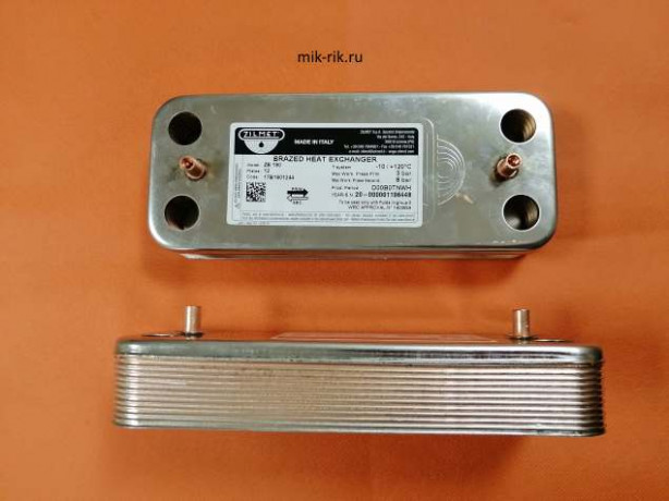 Теплообменник ГВС 142мм 12 пл (ZILMET 17B1901244) ARISTON BS, BS II, Matis, Clas, Genus, Egis (MR)