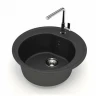 Мойка из искусств камня GLANZ Черая J3 G32 антрацит матовая d510х191мм круглая б/сифона