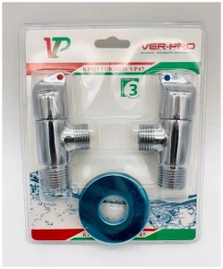 Кран угловой d=1/2"x1/2" приборный с отражателем хром VER-PRO *пара* VP47