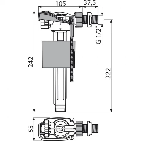 Арматура напускная AlcaPlast бок/подвод пластик/резьба d=1/2" А150 1/2"