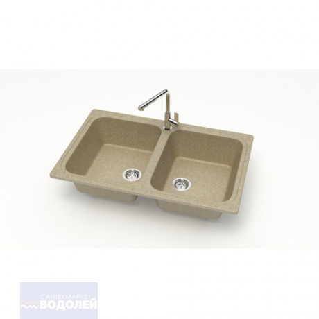 Мойка из искусств камня GLANZ L20 G34 песок глянец 780х500х195мм 2ная б/сифона