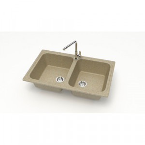 Мойка из искусств камня GLANZ L20 G34 песок глянец 780х500х195мм 2ная б/сифона