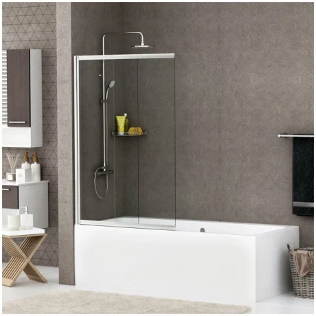 Штора для ванны Wasserkraft Main 41S02-80 100х140 стекло прозрачное 6мм поворотно-раздвижная 41S02-100