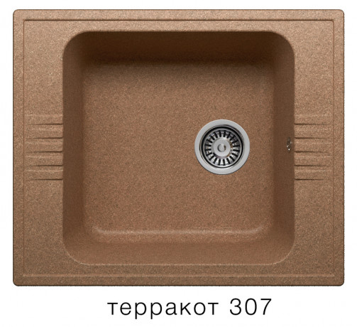 Мойка из искусств камня POLYGRAN F20 307 терракотовая 500х600мм с сифоном