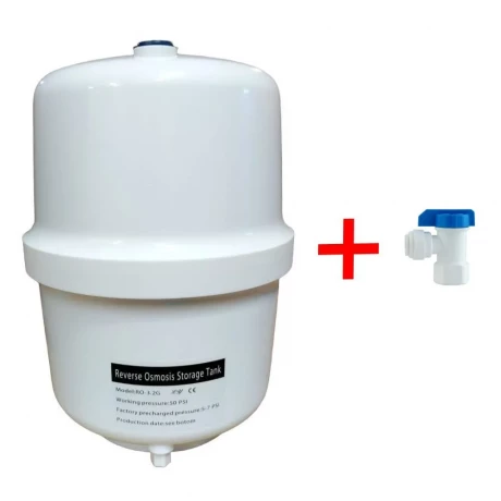 Гидроаккумулятор к RO пластик 3,2G VIRMUT/TERWA (раб 12л) 350х230мм 1/4"Н с краником