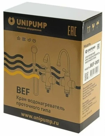Смеситель-ЭВН д/кухни проточного типа UNIPUMP BEF-001 3кВт белый голубой индикатор