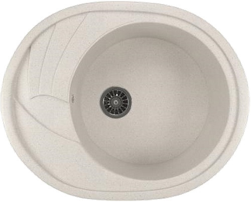 Мойка *гранит* MIXLINE 465х570х180мм овальная с крылом бежевая с сифоном (328) ML GM17