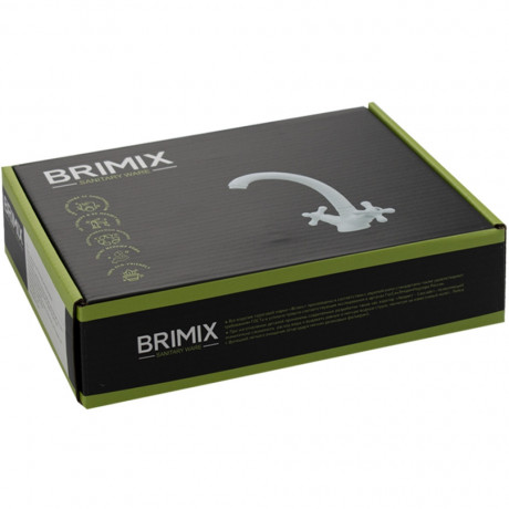 Смеситель д/кухни BRIMIX керамика ручки крест белый пластик арт 4409