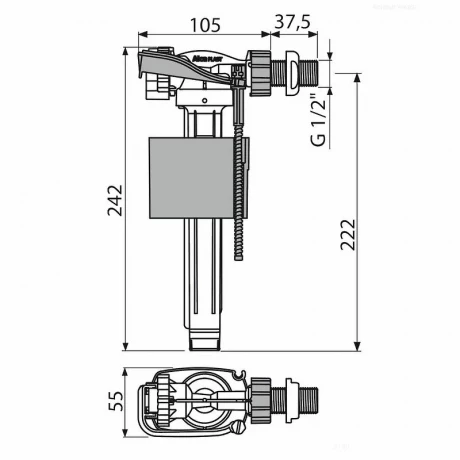 Арматура напускная AlcaPlast бок/подвод пластик/резьба d=1/2" А15 1/2"