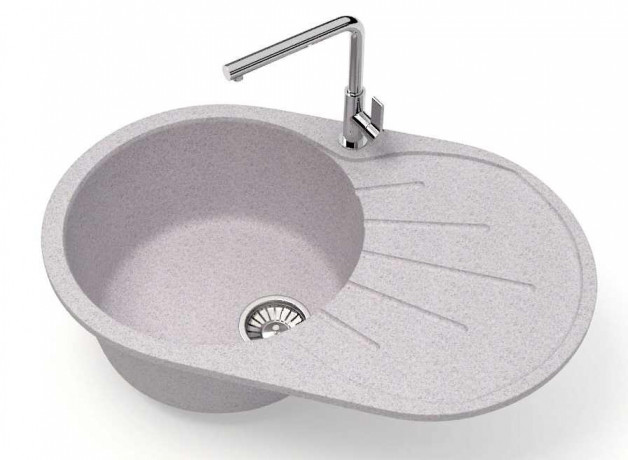 Мойка из искусств камня GLANZ Касандра J110 G35 светло-серая мат 730х450х210мм б/сифона
