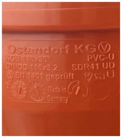Колено наружное канализационное d=110х30° Ostendorf KGB 220210