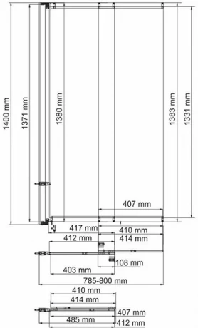 Штора для ванны Wasserkraft Main 41S02-80 80х140 стекло прозрачное 6мм поворотно-раздвижная арт 41S02