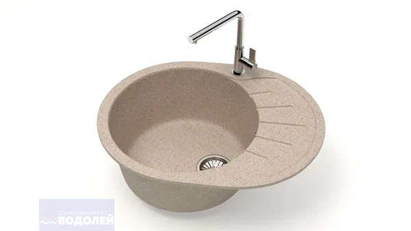 Мойка из искусств камня GLANZ Тейлор J10 G34 песок матовая 575х440х215мм б/сифона