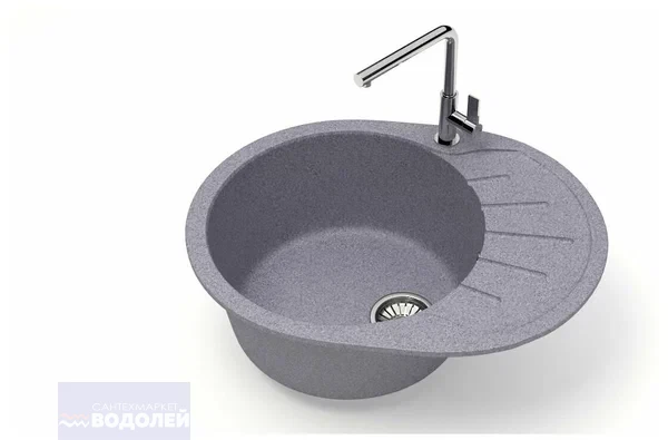 Мойка из искусств камня GLANZ Тейлор J10 G35 темно-сер матовая 575х440х215мм б/сифона