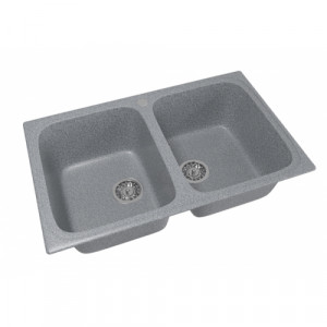 Мойка *гранит* MIXLINE 505х775х200мм 2ная серая с сифоном (310) ML GM23