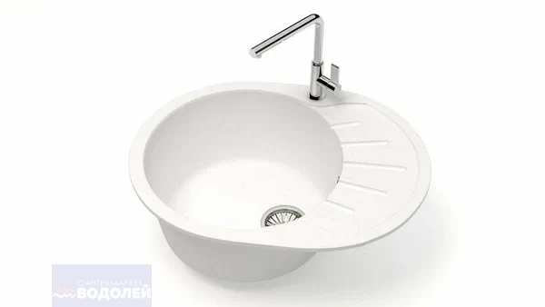 Мойка из искусств камня GLANZ Тейлор J10 G31 белая матовая 575х440х215мм б/сифона