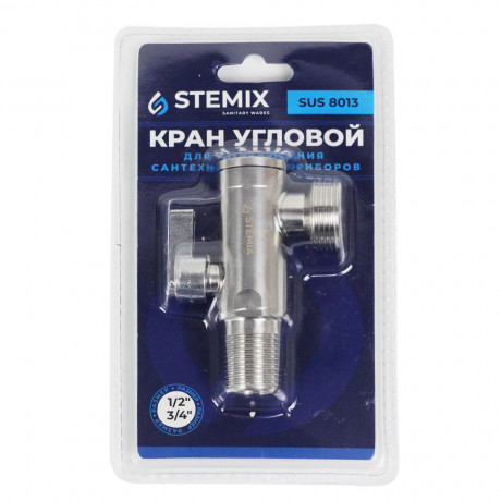 Кран угловой d=1/2"x3/4" приборный с отражателем нерж, фильтром STEMIX арт SUS8013