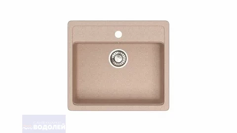 Мойка из искусств камня GLANZ Джекки J9 G34 песочная матовая 570х505х200мм квадр б/сиф