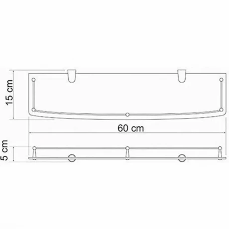 Полка стеклянная Wasserkraft 60х15см прямоуг с бортиком хром арт К555