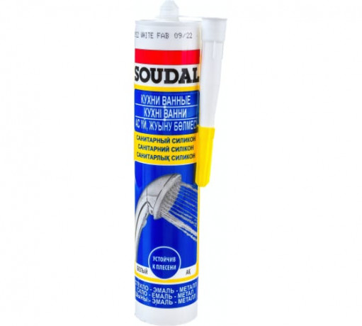 Герметик SOUDAL 280мл силиконовый санитарный белый арт 105896