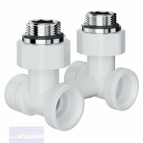 Узел ниж/подключения ROYAL THERMO Design угл с перех 1/2"Н х 3/4"Н EK белый