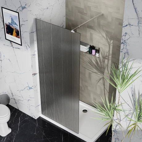 Ограждение душевое Azario Walk-in 1200х1950 рифл/стекло 8 мм, проф/брашир золото