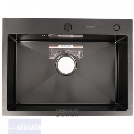 Мойка врезная 60х45х19см 3,0мм GERHANS графит с сифоном с отв под дозатор арт K36045B