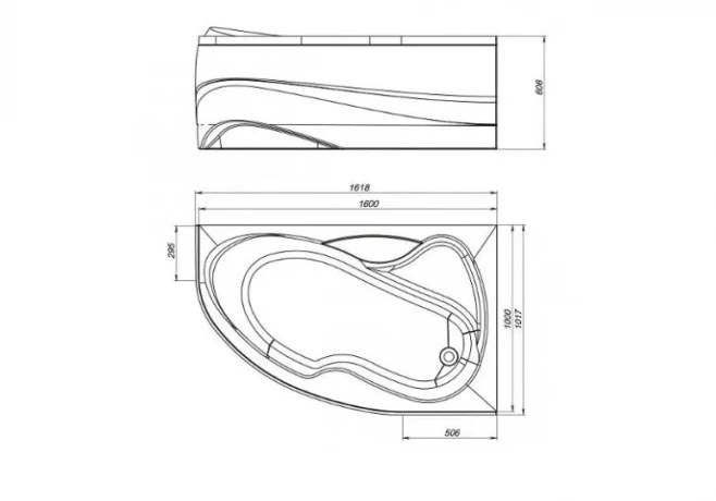 Акриловая ванна Mirsant LIVADIA Premium Lumia SOLE 1,6х1,0 правая