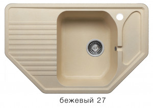 Мойка из искусств камня POLYGRAN F10 27 бежевая 790х500мм угловая с сифоном