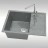 Мойка из искусств камня GLANZ Катрин L151 G35 темно-серый глянец 645х505 квадр с крылом б/сиф