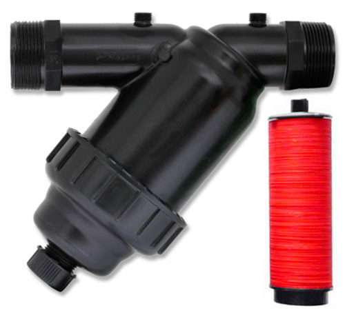 Фильтр дисковый d=1и1/4"Н 120мк слив 1/2" выходы под манометры Green Helper арт 1740D120