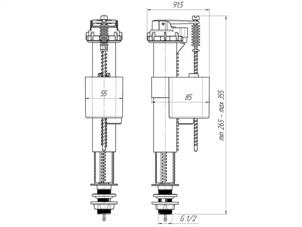 Арматура напускная АНИ нижн/подвод пластик d=1/2" WC5510