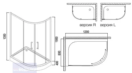 Кабина душ. LORANTA CS-827 HL 120х80х195 гл/поддон проф алюм мат/стекло
