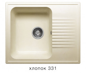 Мойка из искусств камня POLYGRAN F07 331 хлопок 610х500мм с крылом с сифоном