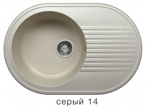 Мойка из искусств камня POLYGRAN F16 14 серая 755х500мм овал с крылом с сифоном