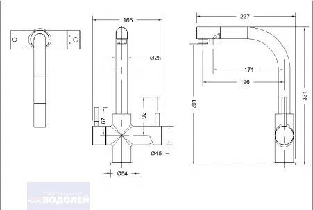 Смеситель д/кухни BRAVAT PALACE Г-образный с вых д/пит фильтра хром арт F729261CP-RUS